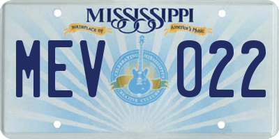 MS license plate MEV022