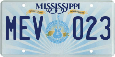 MS license plate MEV023