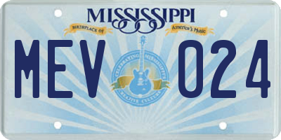 MS license plate MEV024
