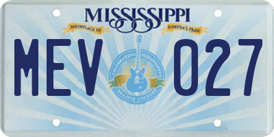 MS license plate MEV027