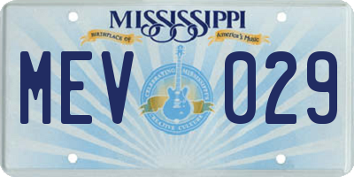 MS license plate MEV029