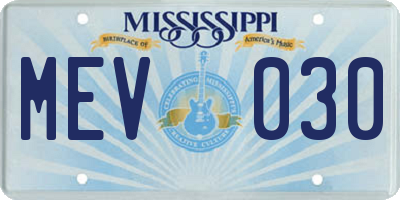 MS license plate MEV030