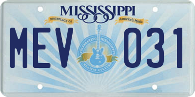 MS license plate MEV031