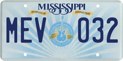 MS license plate MEV032