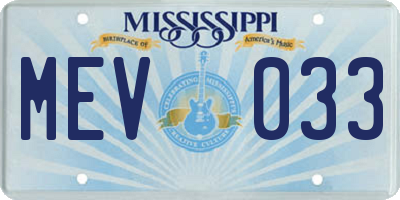 MS license plate MEV033