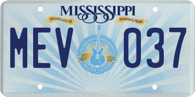 MS license plate MEV037