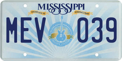 MS license plate MEV039