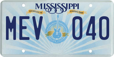 MS license plate MEV040