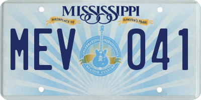 MS license plate MEV041