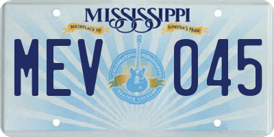 MS license plate MEV045