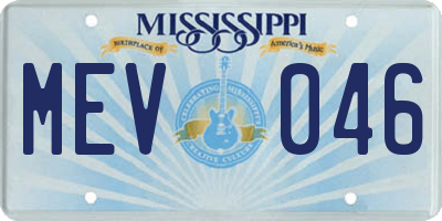 MS license plate MEV046