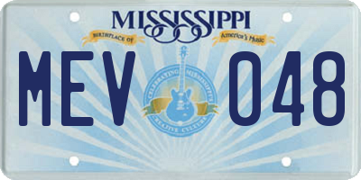 MS license plate MEV048