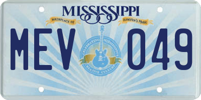 MS license plate MEV049