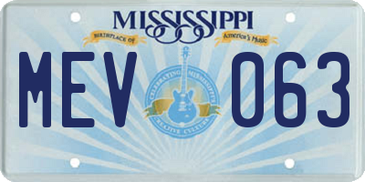 MS license plate MEV063