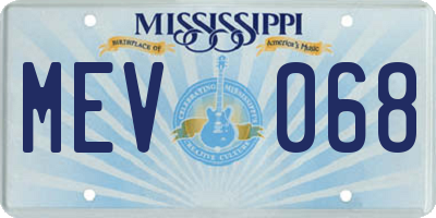 MS license plate MEV068