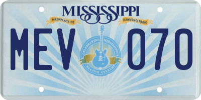 MS license plate MEV070