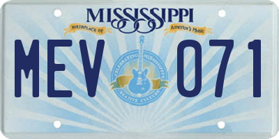 MS license plate MEV071