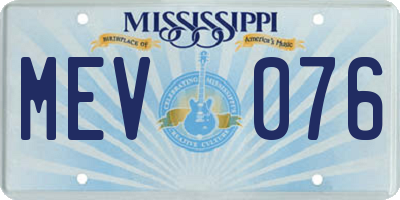 MS license plate MEV076