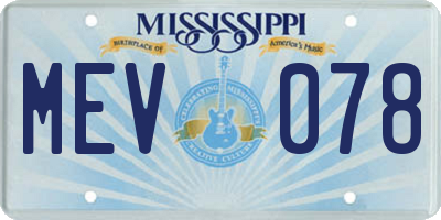 MS license plate MEV078