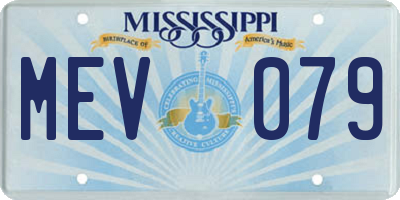 MS license plate MEV079