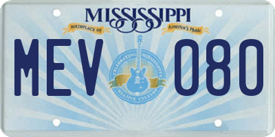 MS license plate MEV080