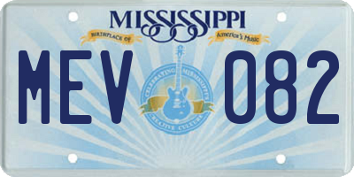 MS license plate MEV082