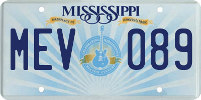 MS license plate MEV089