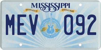 MS license plate MEV092