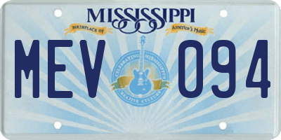 MS license plate MEV094