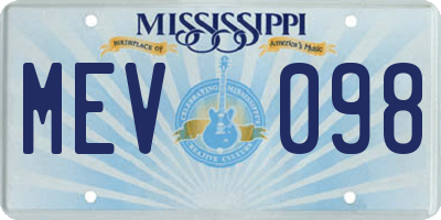 MS license plate MEV098