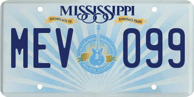 MS license plate MEV099
