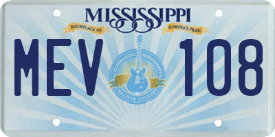 MS license plate MEV108