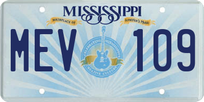 MS license plate MEV109