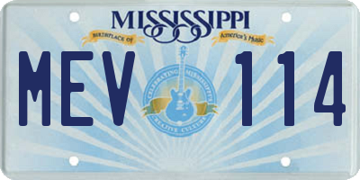 MS license plate MEV114