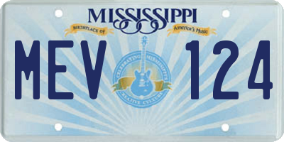 MS license plate MEV124