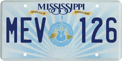 MS license plate MEV126