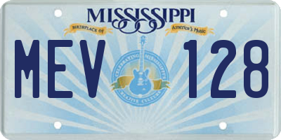 MS license plate MEV128
