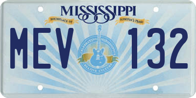 MS license plate MEV132
