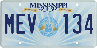 MS license plate MEV134