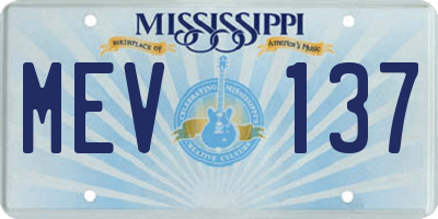 MS license plate MEV137