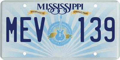 MS license plate MEV139