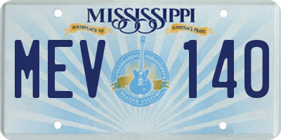 MS license plate MEV140