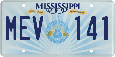MS license plate MEV141