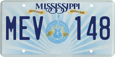 MS license plate MEV148