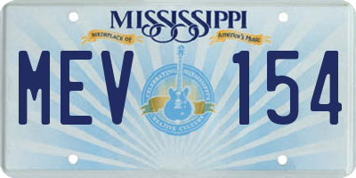 MS license plate MEV154