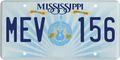 MS license plate MEV156