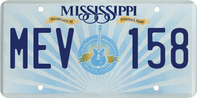 MS license plate MEV158