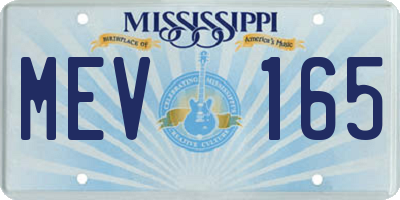 MS license plate MEV165
