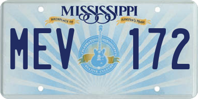 MS license plate MEV172