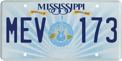 MS license plate MEV173